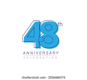 48th anniversary blue colored vector design for birthday celebration, isolated on white background