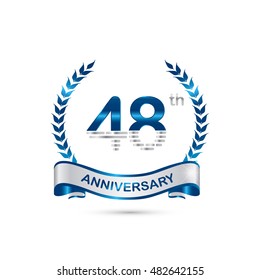 48th anniversary blue and silver colored with wreath and ribbon