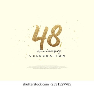 48th anniversary celebration, with gold glitter numbers. Premium vector background for greeting and celebration.