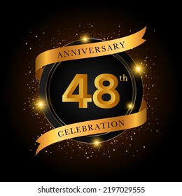 48th anniversary celebration. Golden anniversary celebration template design, Vector illustrations.