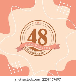 48th anniversary celebration logo vector design with brown color background and  brown color later abstract design 