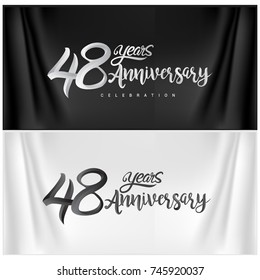 48th Anniversary Celebration Logotype. Happy Anniversary Calligraphy. Vector Illustration.