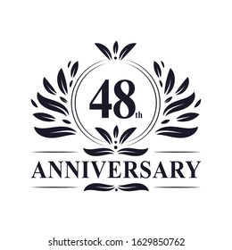 48th Anniversary celebration, luxurious 48 years Anniversary logo design.

