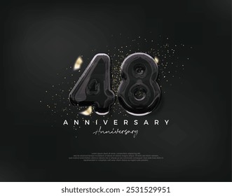 48th anniversary celebration, vector design with luxury black balloons illustration. Premium vector background for greeting and celebration.