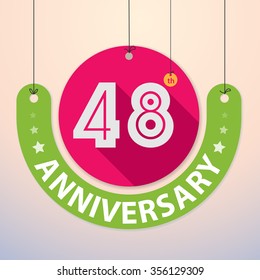 48th Anniversary - Colorful Badge, Paper cut-out