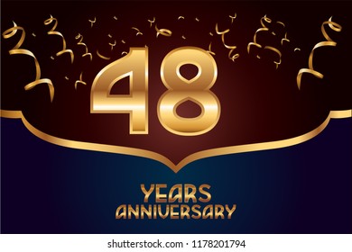 48th Anniversary gold numbers. background for anniversary