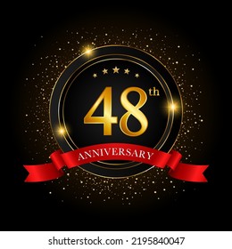 48th Anniversary. Golden anniversary celebration template design, Vector illustrations.