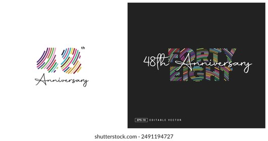 48th Anniversary Logo Design, Editable Vector Template.