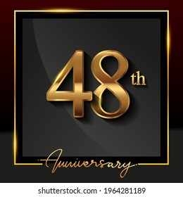 48th anniversary logo golden colored isolated on black background, vector design for greeting card and invitation card.
