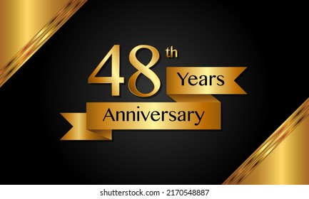 48th Anniversary Logo Golden Ribbon Booklets Stock Vector (Royalty Free ...