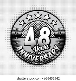 48th anniversary logo. Vector and illustrations. Comics anniversary logo.