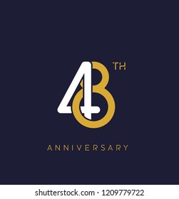 48th anniversary logo.overlapping number with simple monogram color. vector design for greeting card and invitation card.