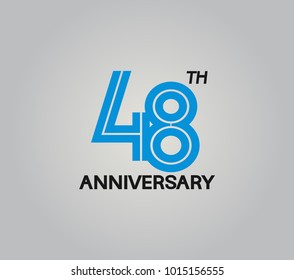 48th anniversary logotype with multiple line style blue color isolated on white background for celebration