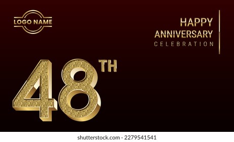 48th Anniversary template design concept with golden number. Vector Template