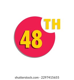 48th  forty eighth Ordinal number in the circle, counting anniversary typography letter icon vector symbol logo illustration line editable stroke flat design style isolated on white