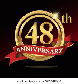 48th golden anniversary logo. with ring and ribbon.