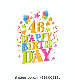 48th happy birthday logo with balloons, vector illustration design for birthday celebration, greeting card and invitation card.