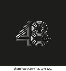 48th years anniversary celebration logotype with linked number black and white. Simple and modern design, vector design for anniversary celebration.