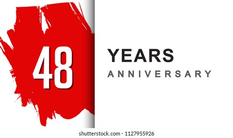 48th years anniversary design with red brush isolated on white background for company celebration event