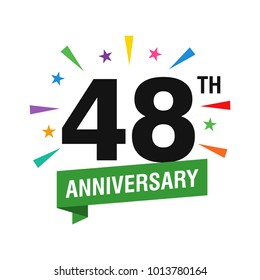 48th Years Anniversary Logo Design Vector. Modern Illustration