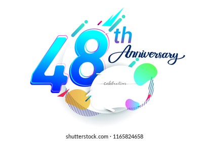 48th years anniversary logo, vector design birthday celebration with colorful geometric background, isolated on white background.