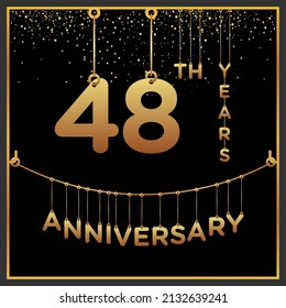 48th years anniversary, vector design for anniversary celebration with gold color on black background, simple and luxury design. logo vector template