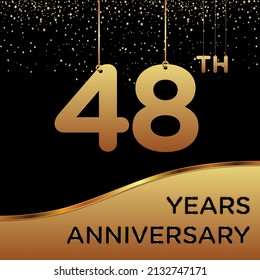 48th years anniversary, vector design for anniversary celebration with gold color on black background, simple and luxury design. logo vector template