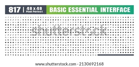 48x48 Pixel Perfect. Basic User Interface Essential Set. 810 Solid Glyph Icons. For App, Web, Print. Round Cap and Round Corner.