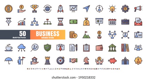 48x48 Pixel Perfect. Business and Financial. Flat Gradient Color Filled Outline Icons Vector. for Website, Application, Printing, Document, Poster Design, etc. Editable Stroke