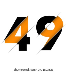 49 4 9 Number Logo Design with a Creative Cut and Black Circle Background. Creative logo design.