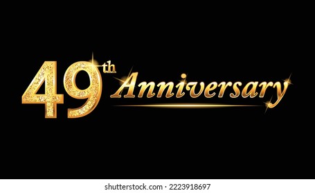 49 anniversary celebration. 49th anniversary celebration. 49 year anniversary celebration with glitter and black background.