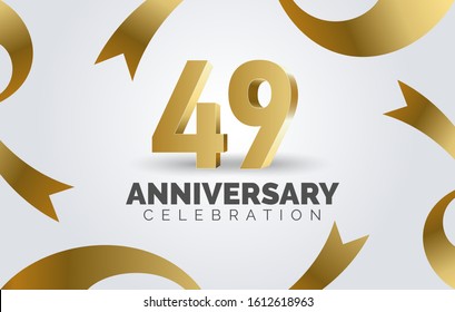 49 Anniversary celebration with three dimension number on the ribbon background.