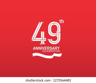49 anniversary flat design white color isolated on red background