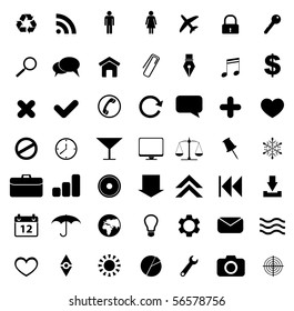 49 black icons set