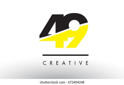 49 Black and Yellow Number Logo Design cut in half.