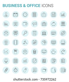49 Business and office line icons, vector eps10 illustration