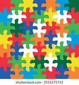 49 colorful jigsaw puzzle pieces background vector.