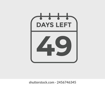 49 days to go countdown template. 49 day Countdown left days banner design. 49  Days left countdown timer
