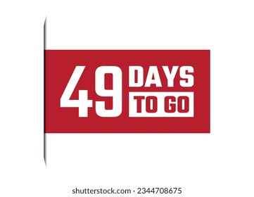 49 days to go red vector banner illustration isolated on white background