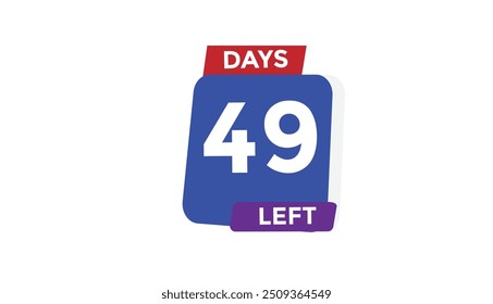 49 days left Countdown number banner templates. time icon. Vector Illustration 
