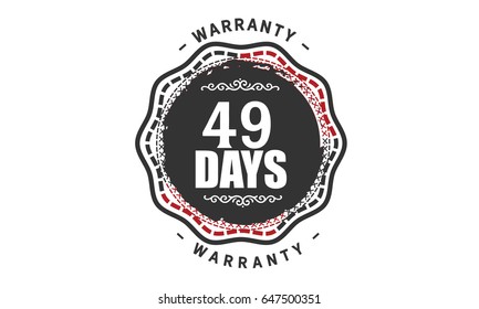 49 days warranty icon vector vintage grunge guarantee background
