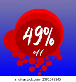 49% discount bubbles icon, percentage red blue and white