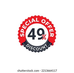 49% Discount Coupon design. Sale tags set vector badges template. Sale offer price sign. Special offer symbol. Discount promotion. Discount badge Stamp shape. Vector illustration template 