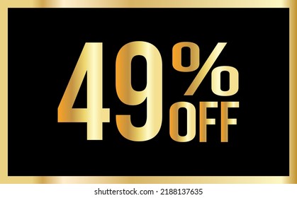 49% discount. Golden numbers with black background. Banner for shopping, print, web, sale illustration
