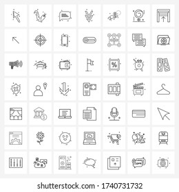 49 Editierbare Vector Line Icons und moderne Richtungssymbole; Pfeil; Fisch, Chat-Blase; Vector Illustration