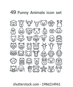 49 Funny Animals icon set vector