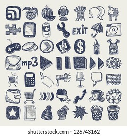 49 hand drawing doodle icon set