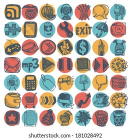 49 hand drawing doodle icon set
