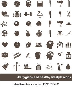 49 Hygiene And Healthy Lifestyle Icons