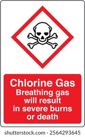 49 ISO 7010 GHS Chemicals Label and Hazard CAUTION Chlorine Gas Breathing Gas Will Result in Severe Burns or Death Vertical